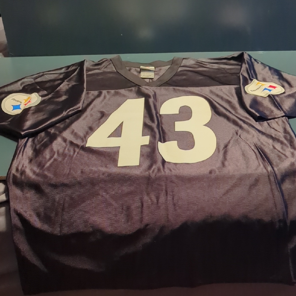 Steelers Polamalu NFL Black and White Men's Jersey